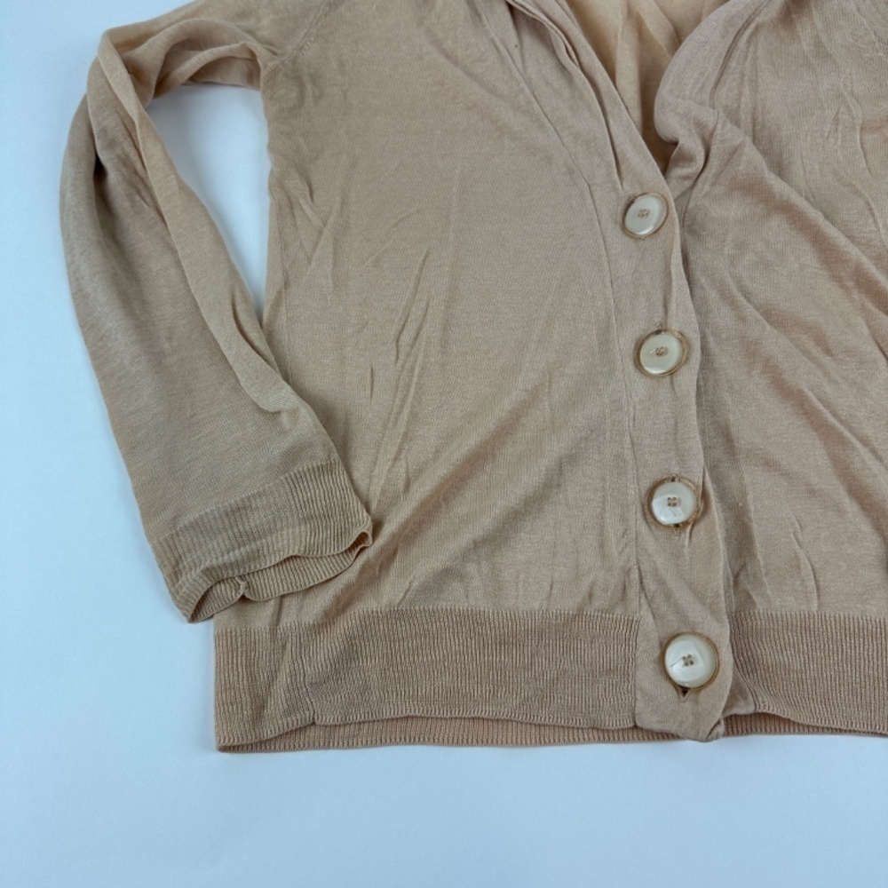 J Crew Cardigan Sweater Womens Small Tan Linen Silk - Picture 5 of 10